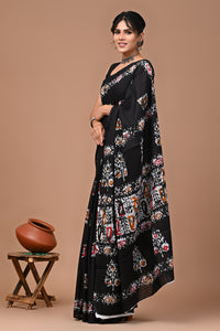 Jaipuri Printed Pure Cotton Mulmul Saree With Blouse