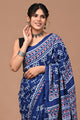 Jaipuri Printed Pure Cotton Mulmul Saree With Blouse