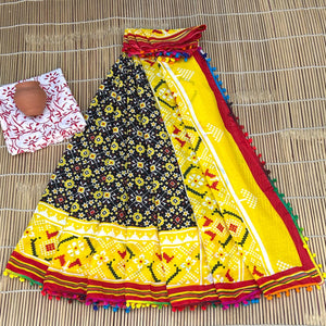 Printed Pure Cotton Mulmul Saree PomPom Lace