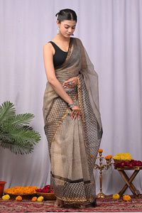 Premium Hand Block Printed Kota Doria Saree