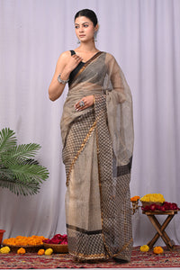 Premium Hand Block Printed Kota Doria Saree