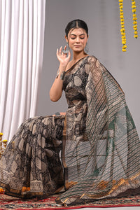 Premium Hand Block Printed Kota Doria Saree