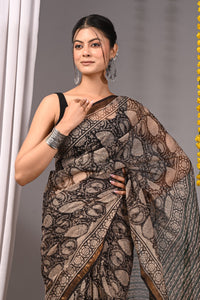 Premium Hand Block Printed Kota Doria Saree