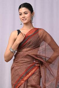 Premium Hand Block Printed Kota Doria Saree