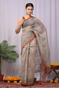 Premium Hand Block Printed Kota Doria Saree