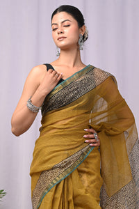 Premium Hand Block Printed Kota Doria Saree