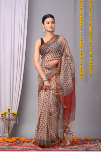 Premium Hand Block Printed Kota Doria Saree
