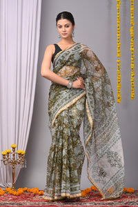 Premium Hand Block Printed Kota Doria Saree