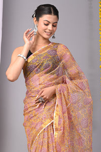 Premium Hand Block Printed Kota Doria Saree