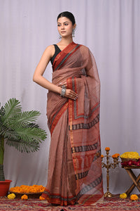 Premium Hand Block Printed Kota Doria Saree