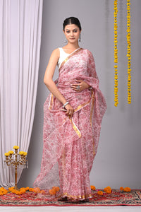 Premium Hand Block Printed Kota Doria Saree