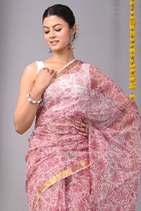 Premium Hand Block Printed Kota Doria Saree