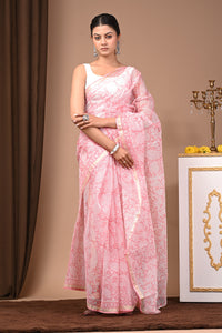 Premium Hand Block Printed Kota Doria Saree