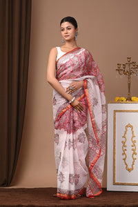 Premium Hand Block Printed Kota Doria Saree
