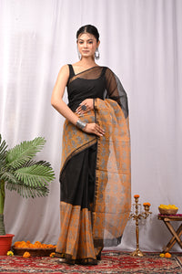Premium Hand Block Printed Kota Doria Saree