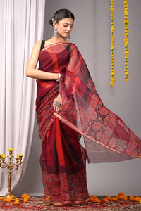 Premium Hand Block Printed Kota Doria Saree