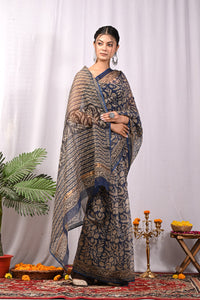 Premium Hand Block Printed Kota Doria Saree