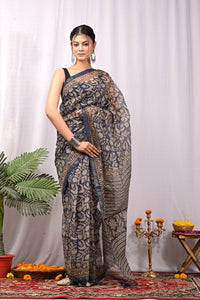 Premium Hand Block Printed Kota Doria Saree