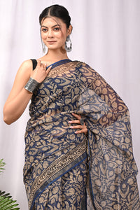Premium Hand Block Printed Kota Doria Saree