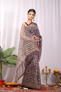 Premium Hand Block Printed Kota Doria Saree