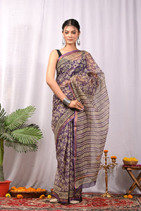Premium Hand Block Printed Kota Doria Saree