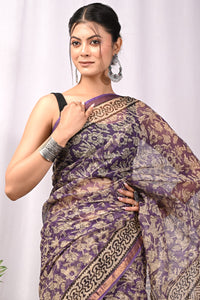 Premium Hand Block Printed Kota Doria Saree