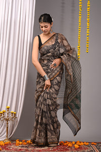 Premium Hand Block Printed Kota Doria Saree