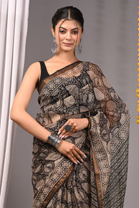 Premium Hand Block Printed Kota Doria Saree