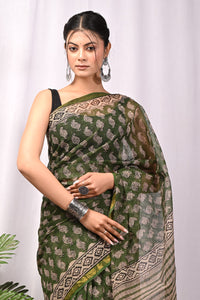 Premium Hand Block Printed Kota Doria Saree