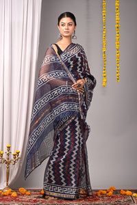 Premium Hand Block Printed Kota Doria Saree