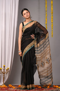 Premium Hand Block Printed Kota Doria Saree
