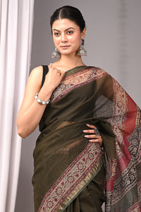 Premium Hand Block Printed Kota Doria Saree