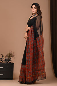 Premium Hand Block Printed Kota Doria Saree