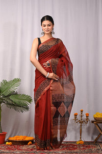 Premium Hand Block Printed Kota Doria Saree