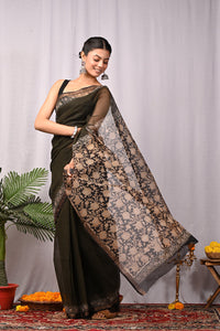 Premium Hand Block Printed Kota Doria Saree