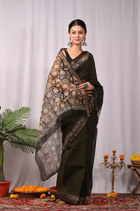 Premium Hand Block Printed Kota Doria Saree