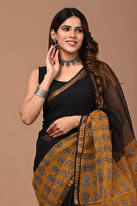 Premium Hand Block Printed Kota Doria Saree