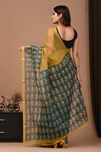Premium Hand Block Printed Kota Doria Saree