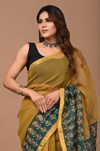 Premium Hand Block Printed Kota Doria Saree
