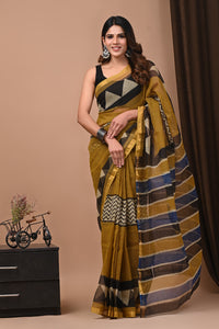 Premium Hand Block Printed Kota Doria Saree