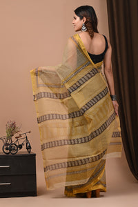 Premium Hand Block Printed Kota Doria Saree