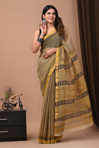 Premium Hand Block Printed Kota Doria Saree