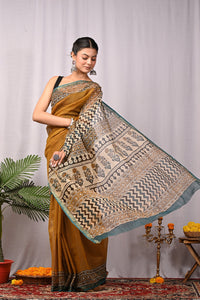 Premium Hand Block Printed Kota Doria Saree