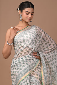 Premium Hand Block Printed Kota Doria Saree