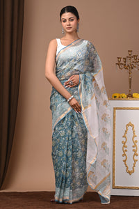 Premium Hand Block Printed Kota Doria Saree