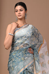 Premium Hand Block Printed Kota Doria Saree