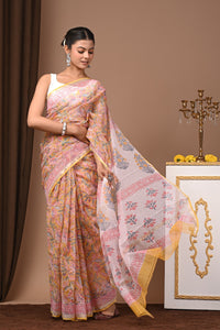 Premium Hand Block Printed Kota Doria Saree