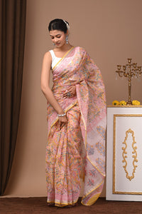 Premium Hand Block Printed Kota Doria Saree