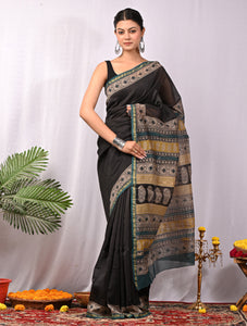 Exclusive Bagru Print Chanderi Silk Saree