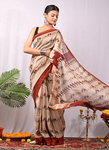 Elegant Bagru Print Chanderi Silk Saree